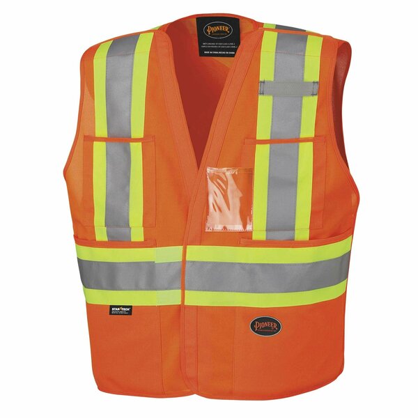 Pioneer Safety Vest, Tear-Away, Hi-Vis Orange, 23XL V1020951U-2/3XL